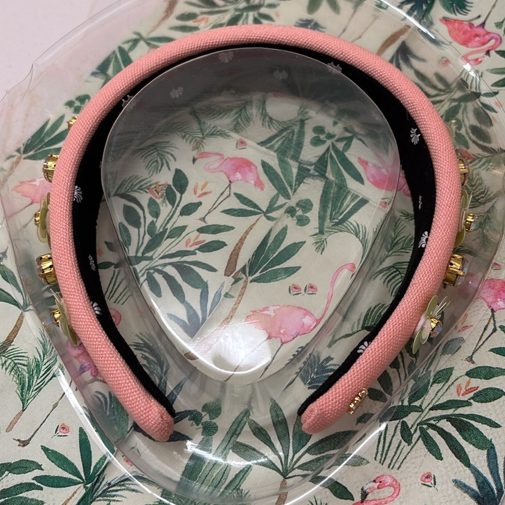 Lele Sadoughi Peach Floral Embellished Alice Headband - Picture 4 of 11